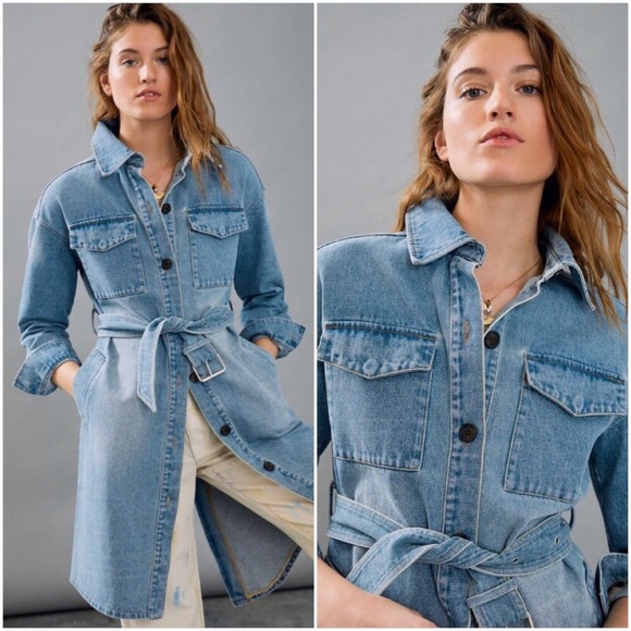 NWT ANTHROPOLOGIE BLAINE DENIM TRENCH COAT - Picture 8 of 9